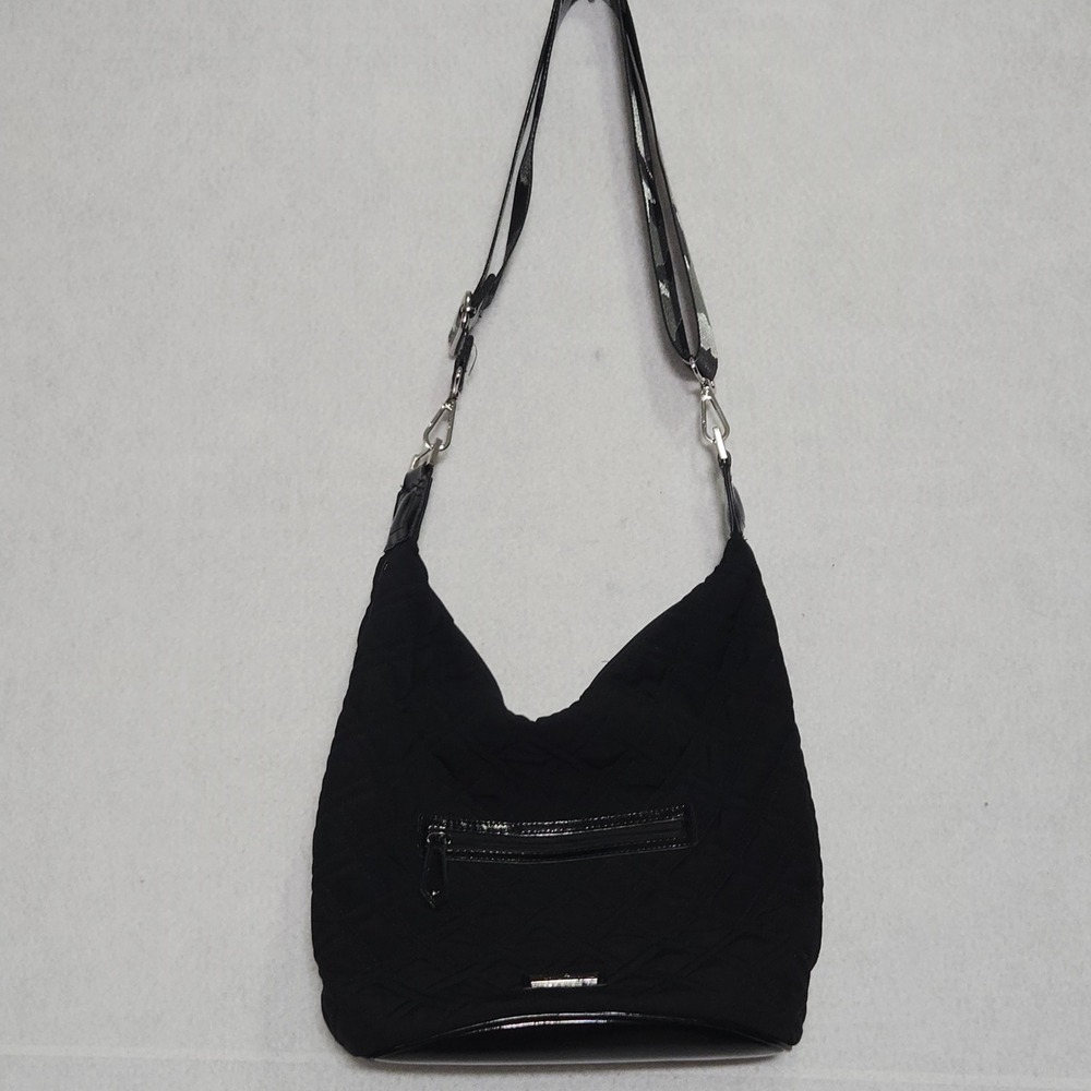 Vera Bradley‎ Hobo Bag Womens Large Black Good Quilted Patent Camo Strap